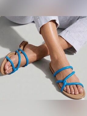 New! Madewell The Amel Slide Sandal Ornental Blue